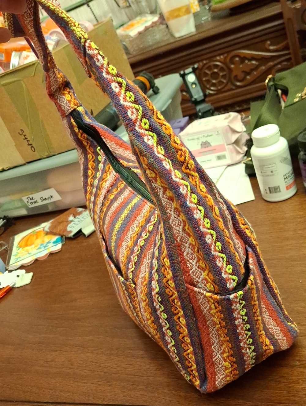 Desigual Bohemian Striped Fabric Hobo Bag - Preloved  Multicolor - Picture 2 of 15